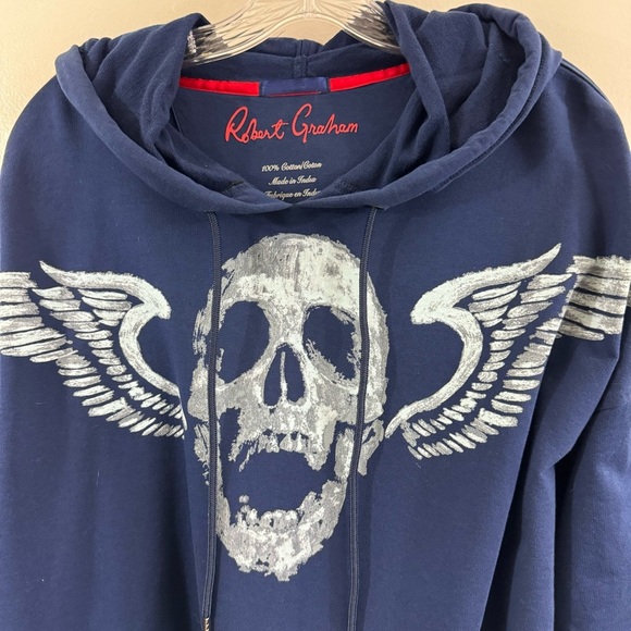 Robert Graham Witchmount Hoodie Graphic Skull Blue Size XL Tall Item B7413 - Picture 4 of 11